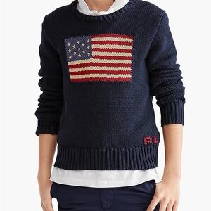 Ralph Lauren Dark Blue Sweater with Flag Design
